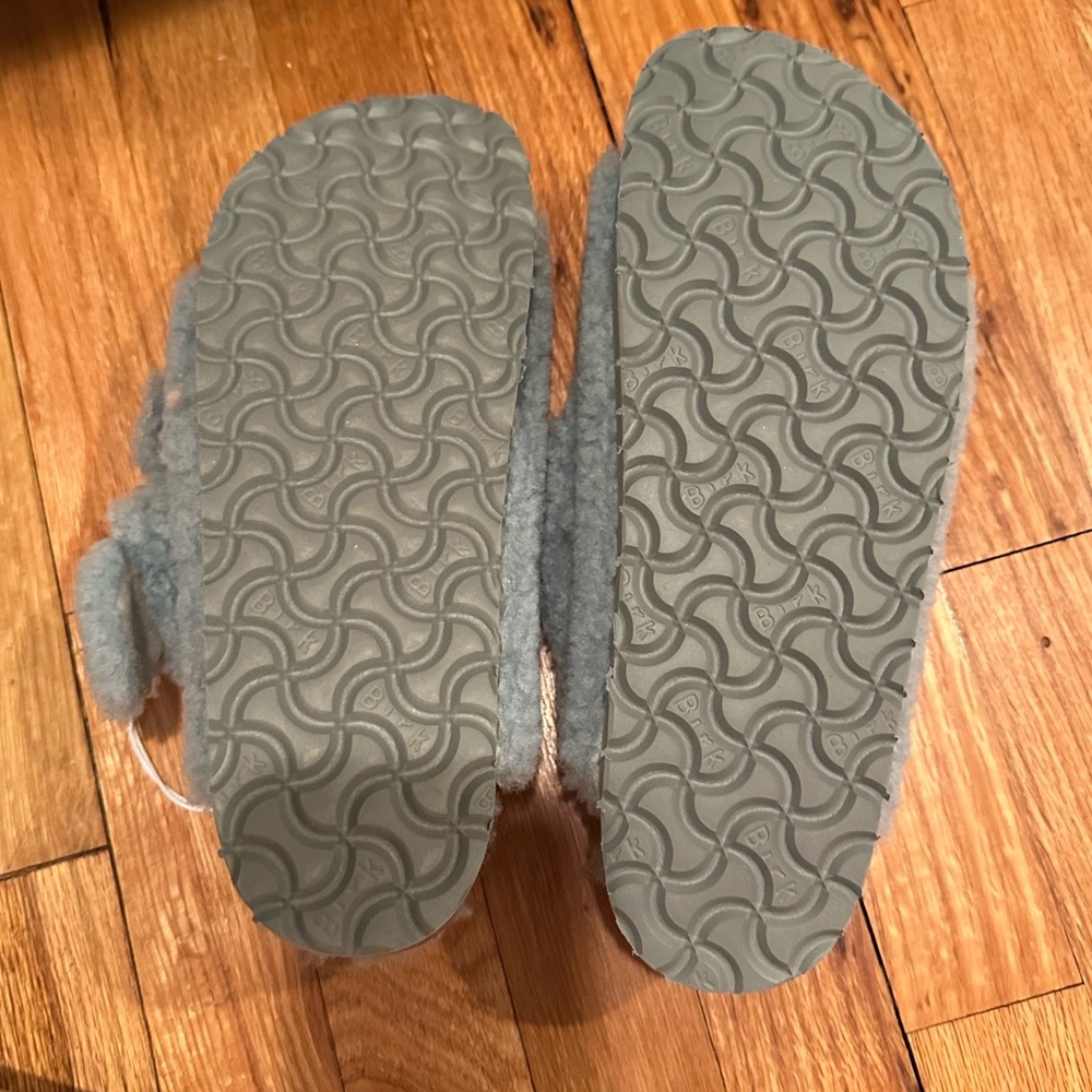 NWT Papillio Birkenstock Arizona Big Buckle Shearling Platform Sandal Blue - Picture 5 of 6